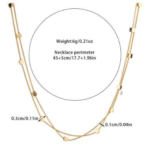 Colar de corrente de contas para mulheres, versátil, sofisticado, nicho, aço titânio de camada dupla, colar que não desbota, colar moderno e pronto para uso