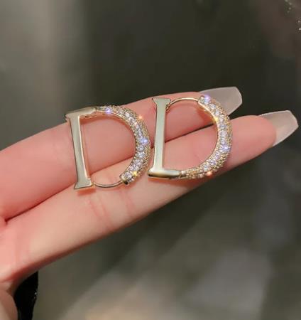 Brincos de zircônia cúbica estilo Dior, banhados a ouro 18k